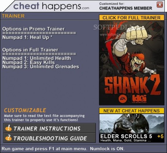 Shank 2 +1 Trainer screenshot