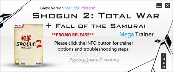 Shogun 2: Total War +2 Trainer for Build 5806 screenshot