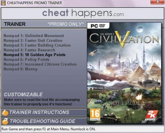 Sid Meier's Civilization V +1 Trainer screenshot