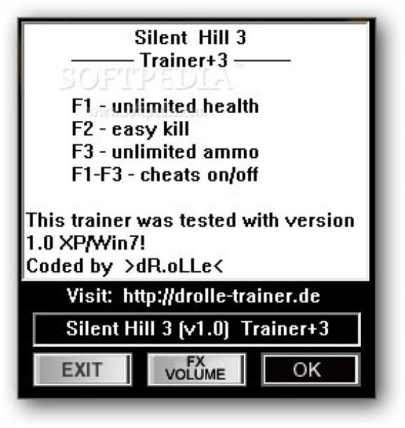 Silent Hill 3 +3 Trainer for 1.0 screenshot