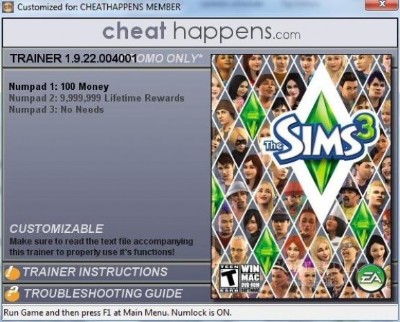 Sims 3 1.9.22.004001 +1 Trainer screenshot