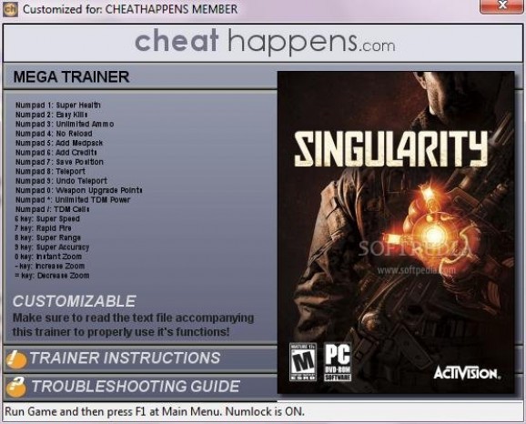 Singularity +19 Trainer screenshot