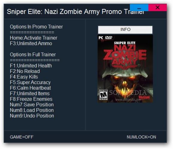 Sniper Elite: Nazi Zombie Army +1 Trainer for 1.03 screenshot