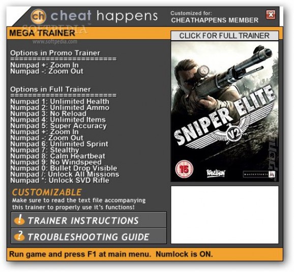 Sniper Elite V2 +1 Trainer screenshot