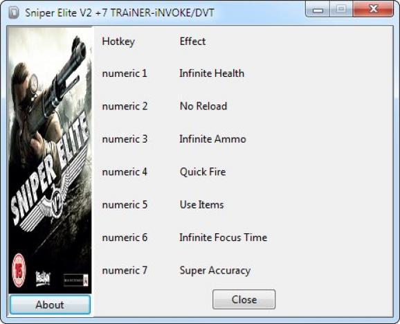 Sniper Elite V2 +7 Trainer screenshot