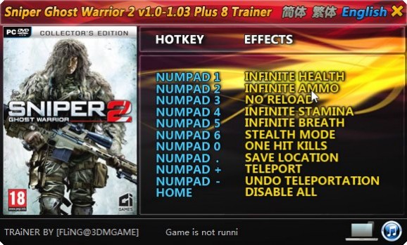 Sniper: Ghost Warrior 2 +8 Trainer for 1.03 screenshot