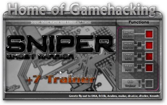 Sniper: Ghost Warrior +7 Trainer for Gold Edition screenshot