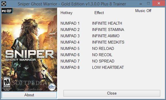 Sniper: Ghost Warrior Gold Edition +8 Trainer for 1.3.0.0 screenshot