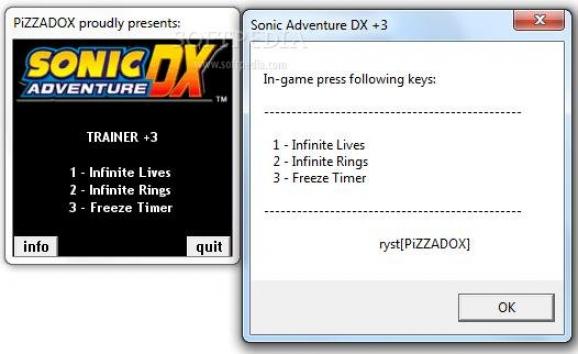 Sonic Adventure DX +3 Trainer screenshot