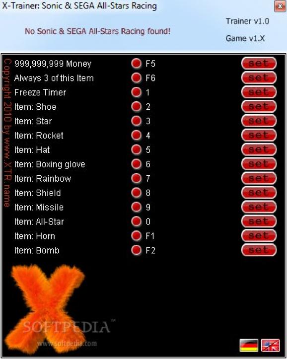 Sonic and SEGA All-Stars Racing +14 Trainer screenshot