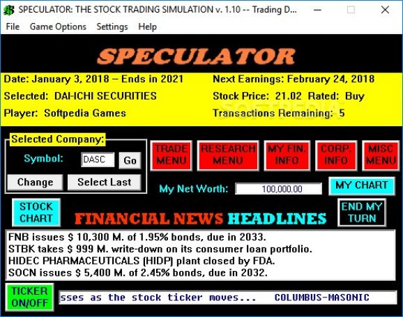 Speculator: The Stock Trading Simulation Demo screenshot