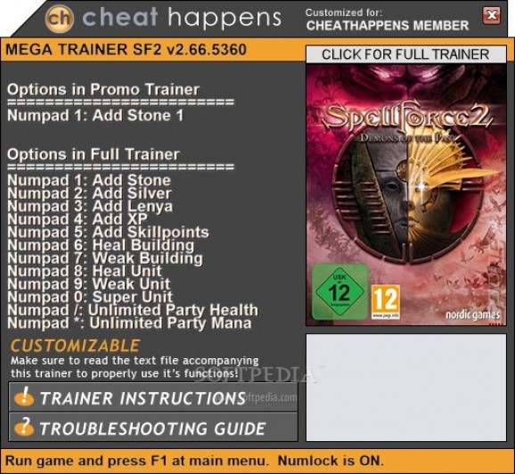 SpellForce 2: Demons of the Past +1 Trainer screenshot