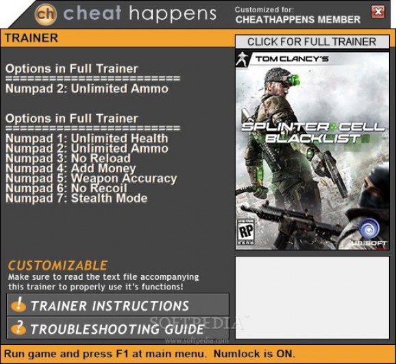 Splinter Cell: Blacklist +1 Trainer screenshot