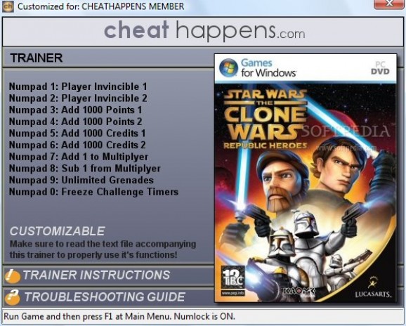 Star Wars The Clone Wars: Republic Heroes +10 Trainer screenshot