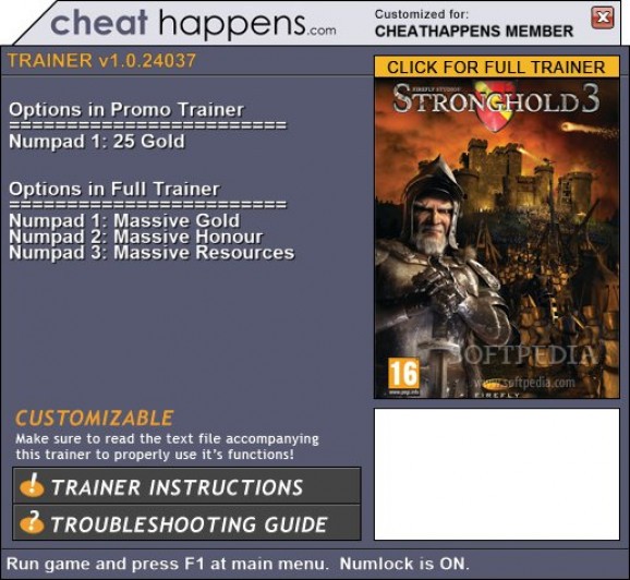 Stronghold 3 +1 Trainer screenshot