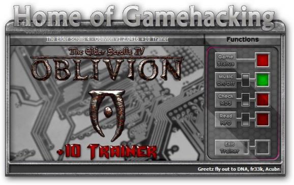The Elder Scrolls IV: Oblivion +10 Trainer for 1.2.0416 screenshot