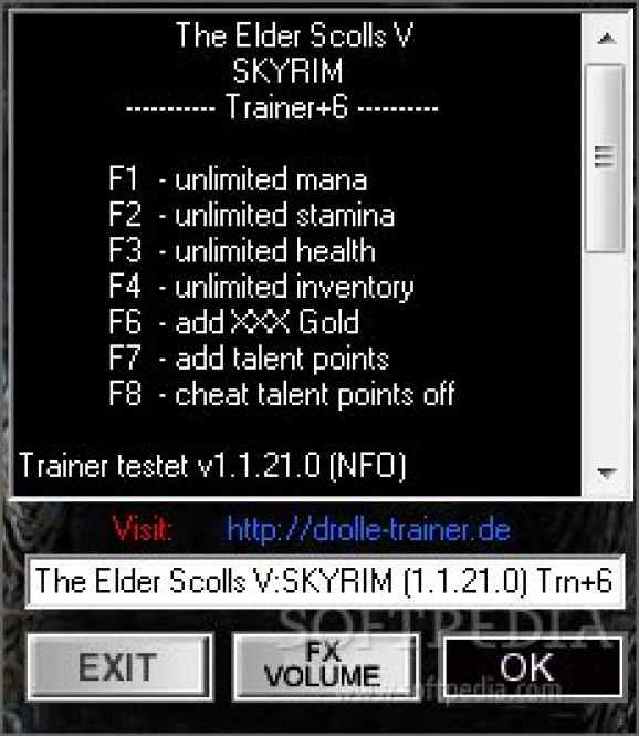 The Elder Scrolls V: Skyrim +6 Trainer screenshot