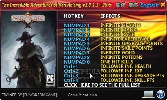 The Incredible Adventures of Van Helsing +26 Trainer for 1.1 screenshot