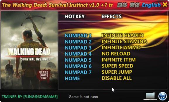 The Walking Dead: Survival Instinct +7 Trainer for 1.0 screenshot