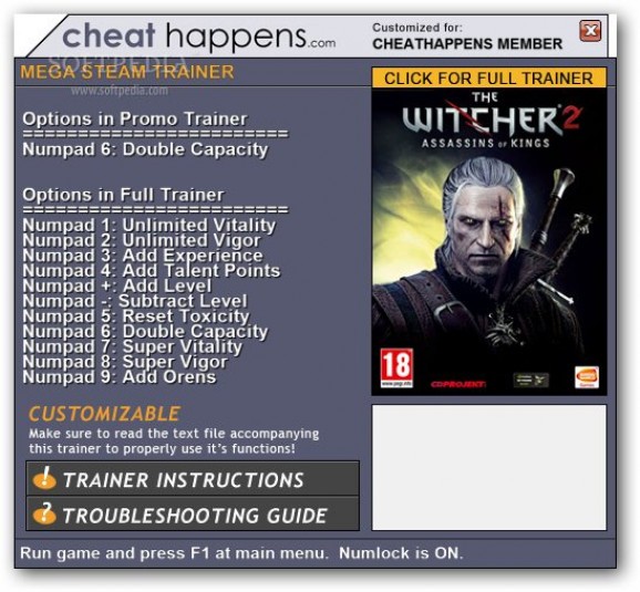 The Witcher 2: Assassins of Kings: Enhanced Edition +1 Trainer screenshot