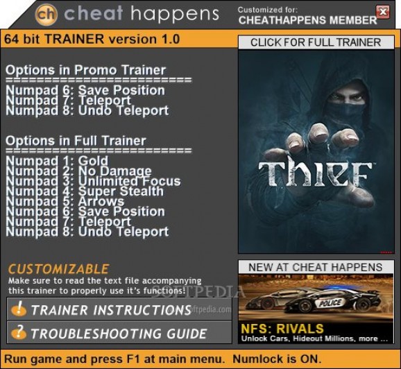 Thief +3 Trainer screenshot