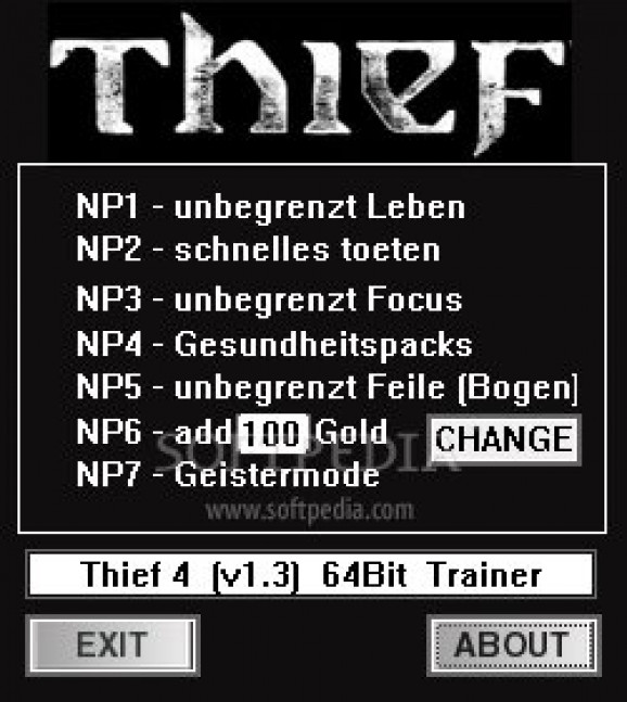 Thief +7 Trainer for 1.3 screenshot