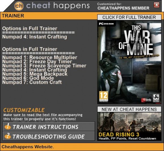 This War of Mine +1 Trainer screenshot