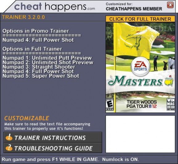 Tiger Woods PGA Tour 12: The Masters +1 Trainer screenshot