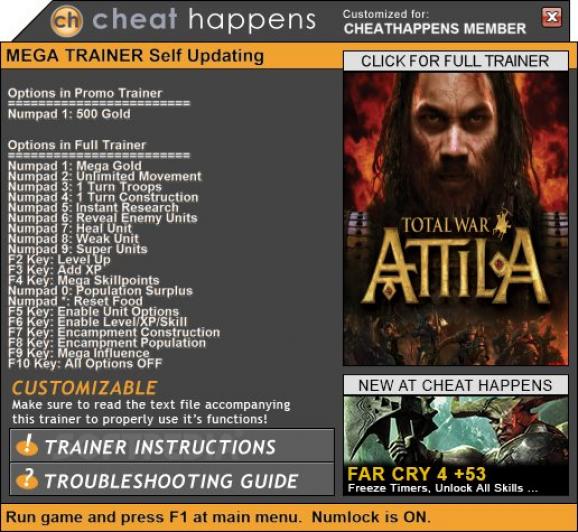 Total War: ATTILA +1 Trainer screenshot