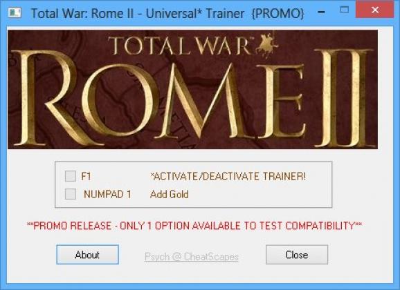 Total War: Rome II +1 Trainer for 1.0-1.1 screenshot