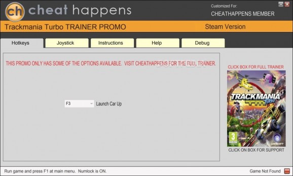 Trackmania Turbo +1 Trainer screenshot