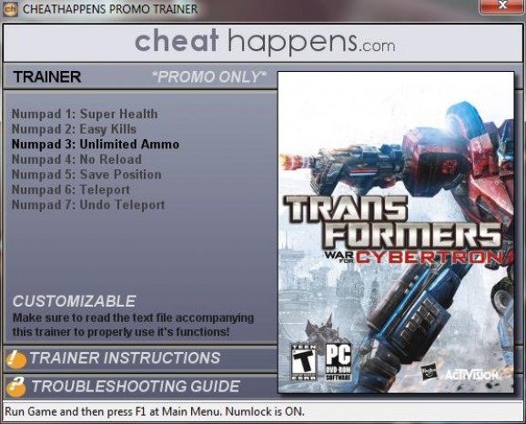 Transformers: War for Cybertron +1 Trainer screenshot