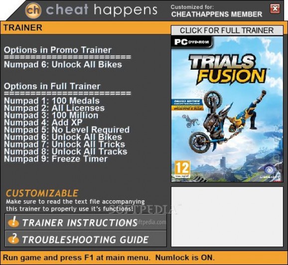 Trials Fusion +1 Trainer screenshot