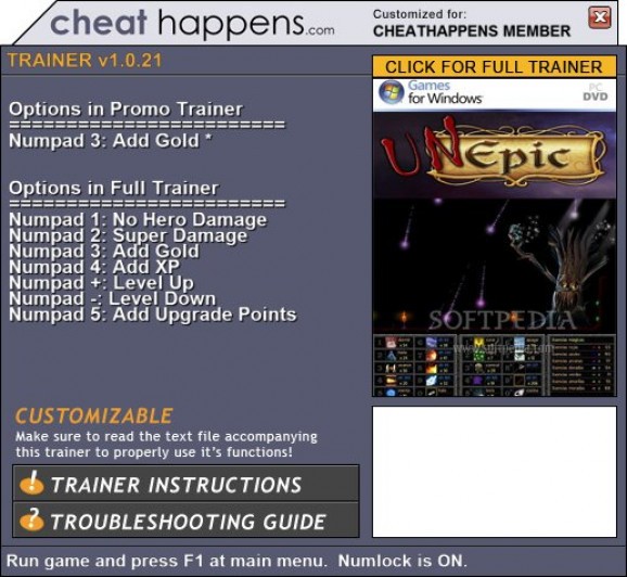 UnEpic +1 Trainer screenshot