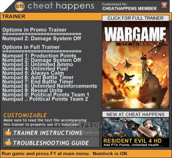 Wargame: Red Dragon +1 Trainer screenshot
