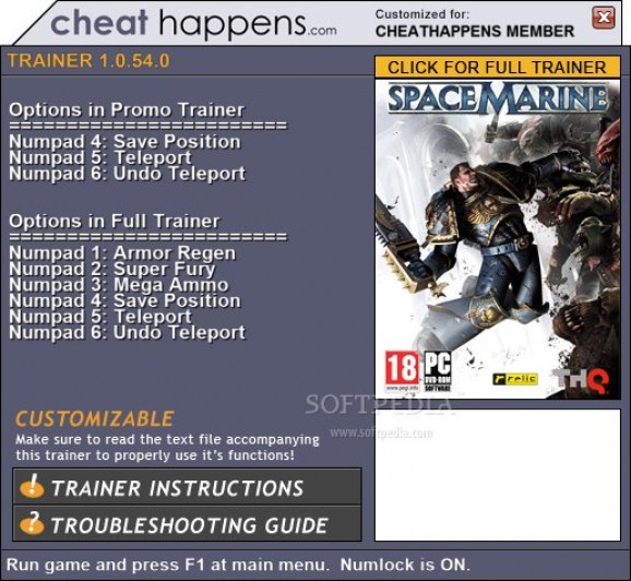 Warhammer 40,000: Space Marine +1 Trainer screenshot