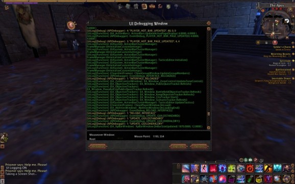 Warhammer Online Addon - APIDebugger screenshot