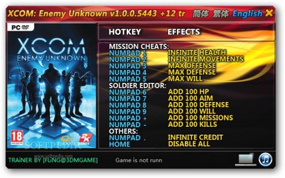 XCOM: Enemy Unknown +12 Trainer for 1.0 screenshot
