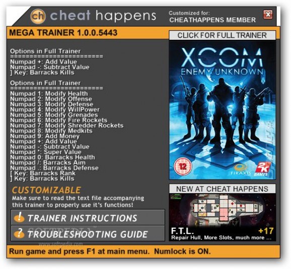 XCOM: Enemy Unknown +3 Trainer screenshot
