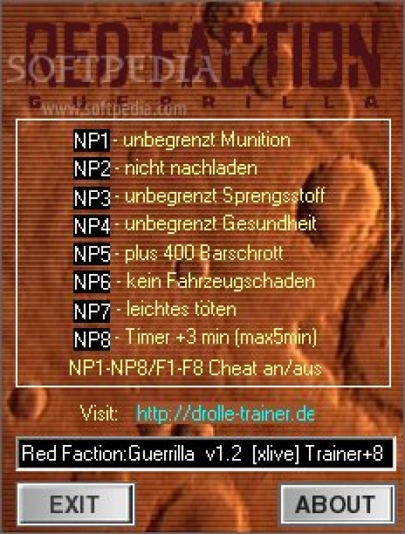 Red Faction: Guerrilla +8 Trainer for 1.2 screenshot